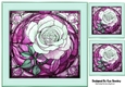 Beautiful Pink Rose In Stained Glass In 8X8 Frame (Four)