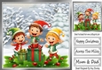 Santas Cheeky Elves In The Snow With Holly 8x8 (two)