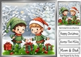 Santas Cheeky Elves In The Snow With Holly 8x8 (three)