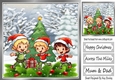 Santas Cheeky Elves In The Snow With Holly 8x8 (Four)