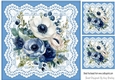 Pretty Blue And White Shades Of Flowers On Lace 8X8 (Four)
