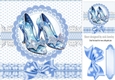 Pretty Blue Sparkle Shoes With Bows 8x8 (Four)