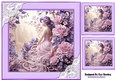 Lavender Lady With Lace & Flowers 8x8 (Three)