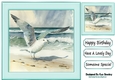 Lovely Turq Ocean With Seagull 8x8 (Two)