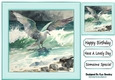 Lovely Turq Ocean With Seagull 8x8 (Three)