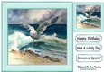 Lovely Turq Ocean With Seagull 8x8 (Four)