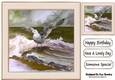 Pretty Water Colour Ocean With Seagull 8x8 (Two)