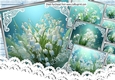  4 Pretty Lily Of The Valley With Ornate Corners Cards 8x8 Mini Kit