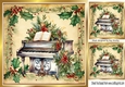 Beautiful Vintage Holly & Berries 8x8 With Christmas Rose Piano