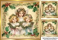 Beautiful Vintage Holly & Berries 8x8 With Christmas Angels (One)