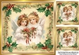 Beautiful Vintage Holly & Berries 8x8 With Christmas Angels (Two)