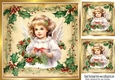 Beautiful Vintage Holly & Berries 8x8 With Christmas Angel (Three)