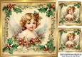 Beautiful Vintage Holly & Berries 8x8 With Christmas Angel (Four)