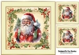 Cream & Gold Vintage Frame With Holly & Berries Santa (One)