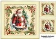 Cream & Gold Vintage Frame With Holly & Berries Santa (Two)