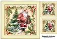 Cream & Gold Vintage Frame With Holly & Berries Santa (Three)