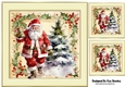 Cream & Gold Vintage Frame With Holly & Berries Santa (Four)