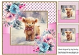 Baby Highland Cow In Christmas Pink Dotty 8x8 Frame (Two)