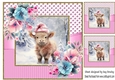 Baby Highland Cow In Christmas Pink Dotty 8x8 Frame (Three)