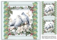 Pretty Silver And Floral Card Front With Beautiful Doves 8x8 (Two)