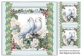 Pretty Silver And Floral Card Front With Beautiful Doves 8x8 (Three)