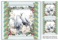 Pretty Silver And Floral Card Front With Beautiful Doves 8x8 (Four)