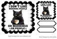 Black Cat With Comic Caption In Black Scalloped 7x7 Frame