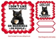 Black Cat With Comic Caption In Red Scalloped 7x7 Frame