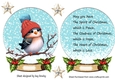 Cute Robin In Snow Globe with Holly & Stars & Insert (Four)