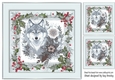 Winter White Wolf In Grey Holly Red Berry 8X8 (Four)