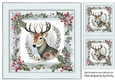 Winter White Reindeer In Grey Holly Red Berry 8X8 (one)