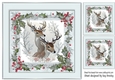 Winter White Reindeer In Grey Holly Red Berry 8X8 (Two)