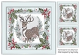 Winter White Reindeer In Grey Holly Red Berry 8X8 (Three)