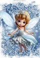 Lovely Blue & White Snowflakes With Fairy A4