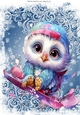 Lovely Blue & White Snowflakes With Owl Skater A4