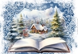 Christmas Snow Scene With Open Book A4 (One)