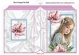 Pretty Girl With Pink Peonies And Blue Lace Folded Book (Two)