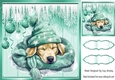 Sleepy Dreamy Puppy With Turq Baubles & Icicles 8x8