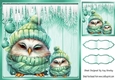 Sleepy Dreamy Owls With Turq Baubles & Icicles 8x8