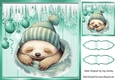 Sleepy Dreamy Sloth With Turq Baubles & Icicles 8x8