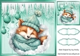 Sleepy Dreamy Fox With Turq Baubles & Icicles 8x8