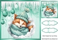 Sleepy Dreamy Fox In Hat With Turq Baubles & Icicles 8x8