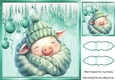 Sleepy Dreamy Pig With Turq Baubles & Icicles 8x8