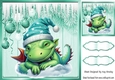 Sleepy Dreamy Dragon With Turq Baubles & Icicles 8x8