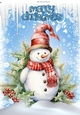 Lovely Ice Blue & White Snowflakes And With Snowman A4 (Four)