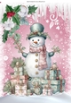 Lovely Pink Christmas With Snow & Icicles, Snowman A4