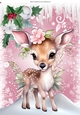 Lovely Pink Christmas With Icicles, With Sweet Deer A4