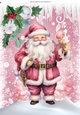 Lovely Pink Christmas With Snow/ Icicles, With Lovely Santa A4