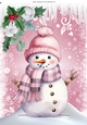 Lovely Pink Christmas With Snow, Santa In Scarf A4