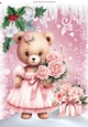 Lovely Teddy Dressed in Pink Party Dress For Christmas A4